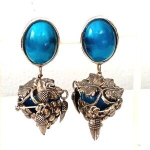 ❤️La Contessa by Mary Demarco Long Dangle Grape Clip Earrings 2 3/4"